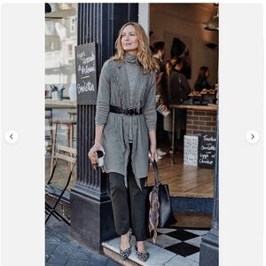 J Jill Womens XS Petite Open Front Long Cardigan Duster Sweater Belted Lagenlook